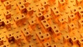 Orange cubes with holes. 3D rendering illustration. Royalty Free Stock Photo