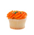 Orange Cupcake with sprinkles on white