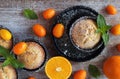 Delicious homemade orange muffins, cupcakes Royalty Free Stock Photo