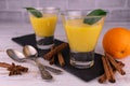 Orange curd with cinnamon on a light background Royalty Free Stock Photo