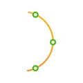 Orange curved line with green points vector design element