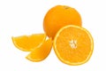 Orange with cut and slice in half and isolated on white background Royalty Free Stock Photo