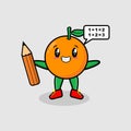 Orange cute cartoon clever student with pencil Royalty Free Stock Photo