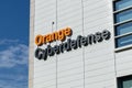 Orange Cyberdefense sign logo on the office. Royalty Free Stock Photo