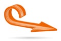 Orange 3d arrow, curled up