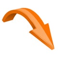 Orange 3d arrow. Down shiny icon