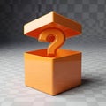 Orange 3 D Box with Question Mark Lid on Checkered Floor Royalty Free Stock Photo