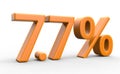 7,7 percent discount. orange 3d numbers on isolated white background