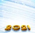 Orange 3d 2021 sign lying on snowdrift Royalty Free Stock Photo