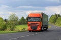 Orange DAF Semi Truck Transport at Spring