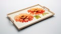 Vivienne Tam Inspired Serving Tray With Photorealistic Zinnia Flowers