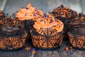 Orange and dark chocolate Halloween cupcakes
