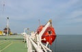 Orange davit Lifeboat Hanging on deck Royalty Free Stock Photo