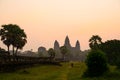 Orange dawn sunrise at Angkor Wat Temple in Cambodia. Siem reap city Royalty Free Stock Photo