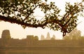 Orange dawn sunrise at Angkor Wat Temple in Cambodia. Siem reap city Royalty Free Stock Photo