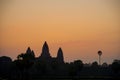 Orange dawn sunrise at Angkor Wat Temple in Cambodia. Siem reap city Royalty Free Stock Photo