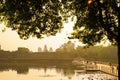 Orange dawn sunrise at Angkor Wat Temple in Cambodia. Siem reap city Royalty Free Stock Photo