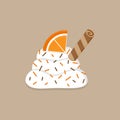 Orange decorated whipped cream vector illustration