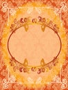 Orange decorative background with vignette, vector illustration, background