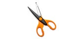 Orange and decorative scissors, included clipping path Royalty Free Stock Photo