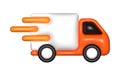 Orange delivery car van 3d, icon 3d, free shipping, fast delivery