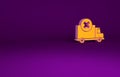 Orange Delivery cargo truck vehicle icon isolated on purple background. Minimalism concept. 3d illustration 3D render