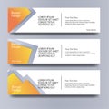 Orange design banner, three models. Royalty Free Stock Photo