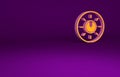 Orange Dial knob level technology settings icon isolated on purple background. Volume button, sound control, analog