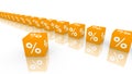 Orange dice with percent symbol Royalty Free Stock Photo