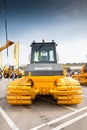 Orange diesel bulldozer