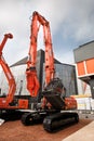 Orange diesel excavator