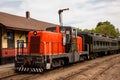 Orange diesel train locomotive