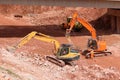 Diggers on a construction site Royalty Free Stock Photo