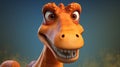 Orange Dinosaur With A Big Smile In Disney Pixar Style