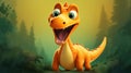 Orange Dinosaur In Disney Pixar Style: Immersive 2d Game Art