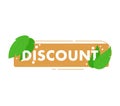 Orange discount tag with green leaves, eco-friendly sale banner. Nature inspired savings label design vector Royalty Free Stock Photo
