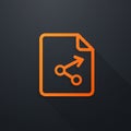Orange document icon with a dark background, featuring a stylized share symbol. Th Royalty Free Stock Photo