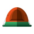 Orange dome tent hiking forest camping shadow