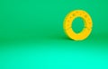 Orange Donut with sweet glaze icon isolated on green background. Minimalism concept. 3d illustration 3D render Royalty Free Stock Photo