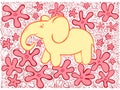 doodle decor elephant with red flowers
