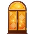 Orange door with Oriental ornament