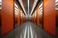 Orange door Self Storage Units hallway perspective Royalty Free Stock Photo