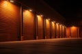 Orange door Self Storage Units hallway perspective Royalty Free Stock Photo