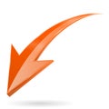 Orange down arrow. 3d shiny web icon