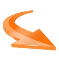 Orange down arrow. Shiny 3d icon