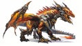 Orange dragon with an armor