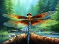 Ai Generated illustration Wildlife Concept of Orange Dragon Fly Royalty Free Stock Photo