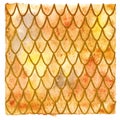 Dragon skin scales yellow orange gold vector pattern texture background