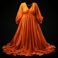 Hyper Realistic Orange Dress: Nightgown Inspired Photorealistic Rendering Royalty Free Stock Photo