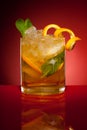 Orange drink with ice and mint